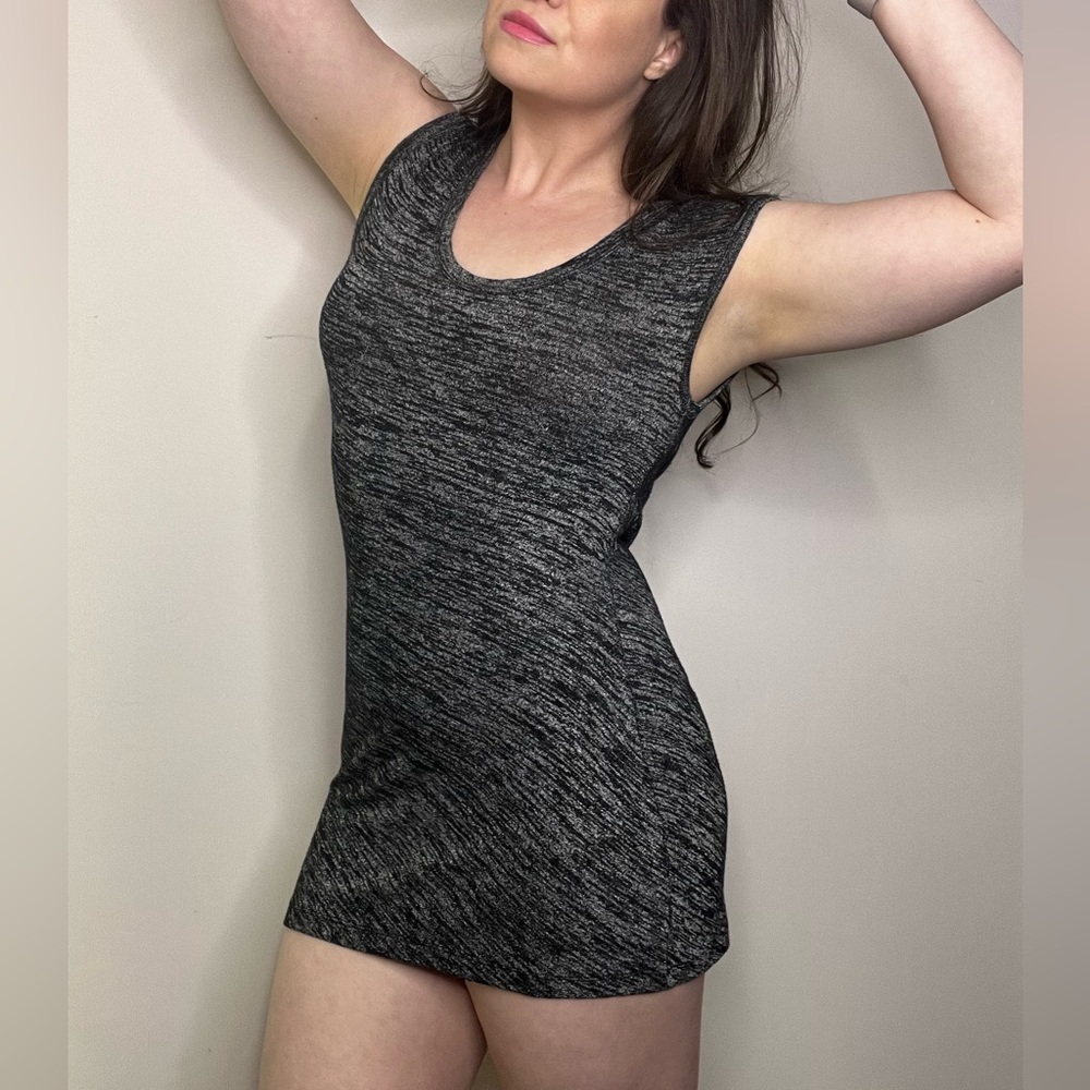 Alexander Wang T Heather Black Gray Knit Asymmetric Tunic Top Dress Medium